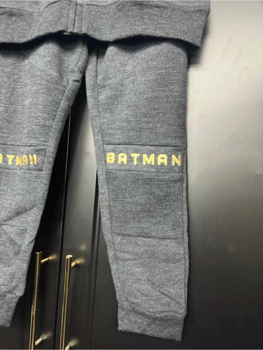 Batman Gray Hoodie & Jogger Set with Gold Logo